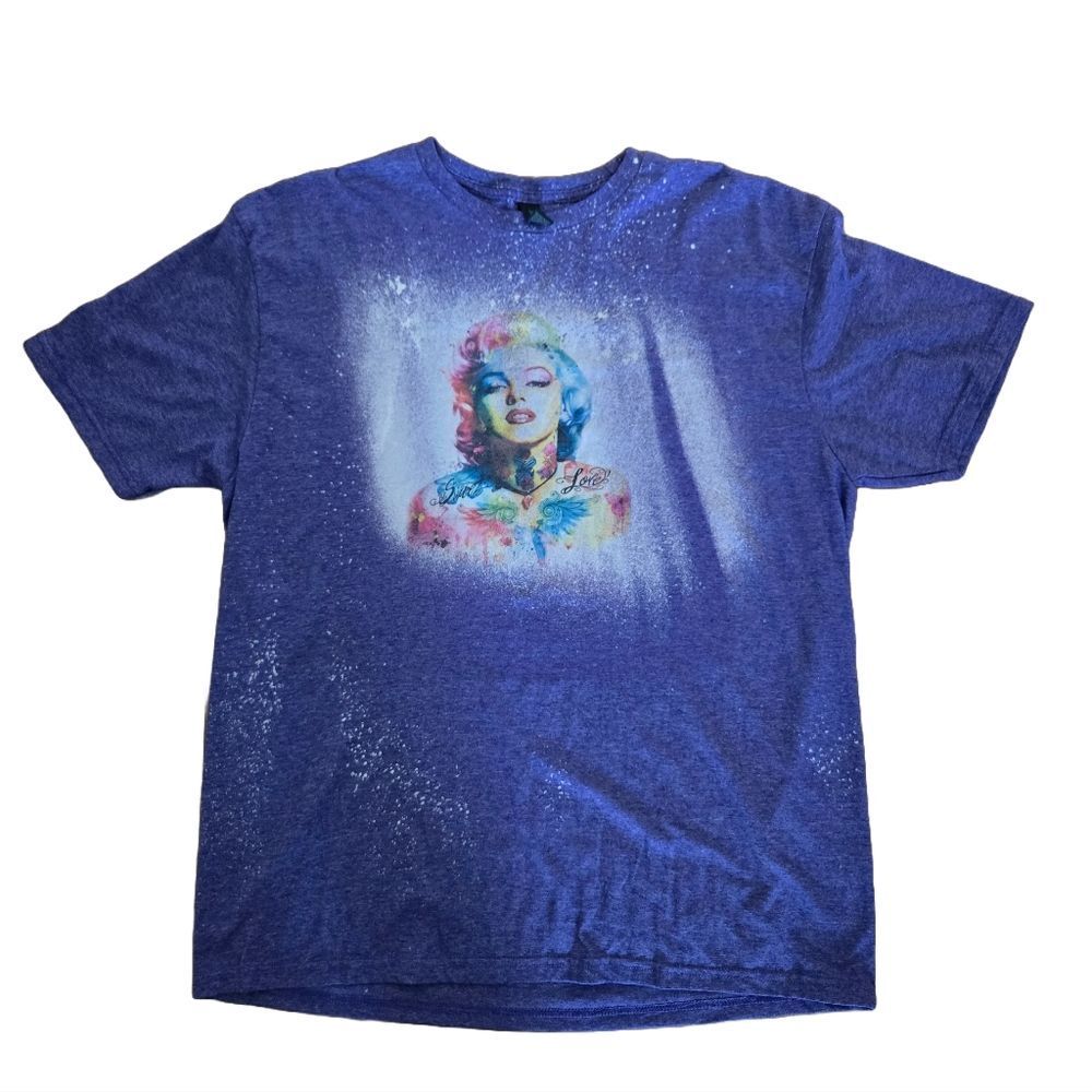 XL Bleached Marilyn Tee | Orchid Purple Shirt | Retro Tattoo-Inspired Graphic
